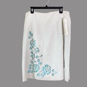 Annie Alexander‎ Linen Skirt NWT Pencil Floral Cutouts
